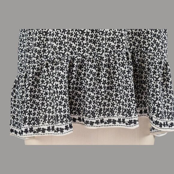 MAX STUDIO FLORAL CUT OUT FRONT PEPLUM BLOUSE TOP - Picture 4 of 7